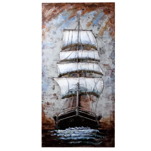 Wandbild 3D Metallbild Sailing Relief Unikat Bild Metall handgefertigt B=73cm