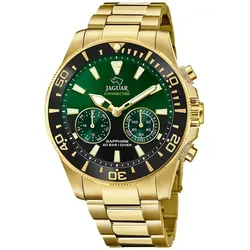 Jaguar Herrenuhr Connected J899/5 - Goldene Eleganz - Elegante Herrenuhr mit goldfarbenem Edelstahlarmband und Saphirglas. Multifunktionale Hybrid-Technologie, bis 20 bar wasserdicht und ideal für jeden Anlass.