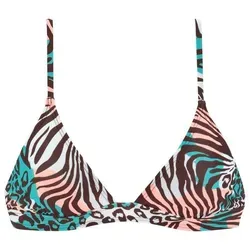 Triangel-Bikini-Top "Maia" – Trendiger Druck in Türkis, Gr. 38 – Cup A/B - Bikini Tops mit einzigartigem Animalprint, abnehmbaren Trägern für vielseitige Tragemöglichkeiten und herausnehmbaren Cups für optimalen Halt.