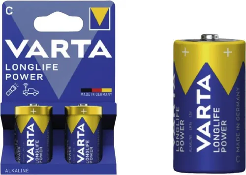 Varta Longlife Power C Baby LR14 4914 Batterien, 2 Stück - Hochleistungs-Alkali-Mangan-Batterien, ideal für energieintensive Geräte. Mit 10 Jahren Lagerfähigkeit und zuverlässiger Leistung für langanhaltenden Einsatz.