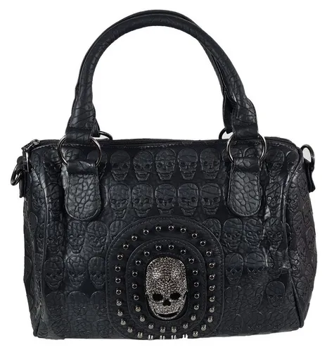 Einkaufszauber Bowlingtasche Skull Totenkopf 3D - Stylische Handtasche im Bowlingbag-Design mit 3D-Totenkopf-Motiv. Robustes Kunstleder mit einzigartigem Totenkopf-Print und praktische Innenausstattung mit mehreren Fächern. Inklusive Umhängeriemen für vielseitigen Einsatz.