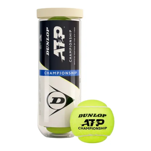 Dunlop Tennisbälle ATP Championship Dose 3er - Offiziell von der ATP Tour empfohlen, bieten diese Tennisbälle ein hervorragendes Spielverhalten für Freizeit- und Vereinsspieler. Mit strapazierfähigem Material und guter Sichtbarkeit sind sie ideal für alle Beläge.