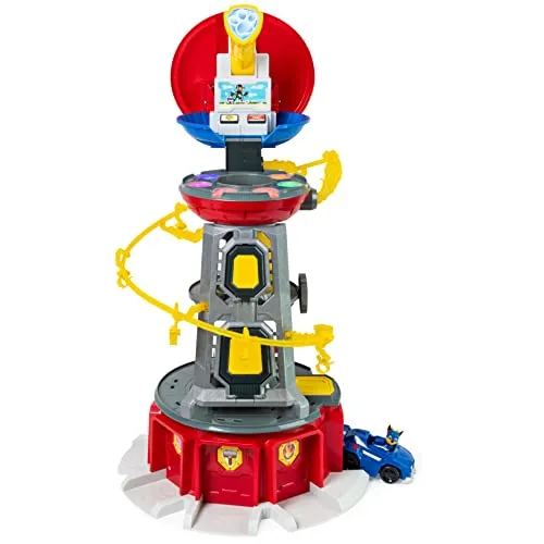PAW PATROL Mighty Pups Lifesize Lookout Tower Zentrale - 70 cm groß, XXL Hauptquartier mit Actionfunktionen und Platz für Fahrzeuge, ideal für kleine Paw Patrol Fans ab 3 Jahren
