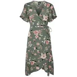 Vero Moda Midikleid Saki - Wickel-Design in Grün/Rosa - Stylisches Midikleid mit Wickel-Design, aus recycelten Materialien, perfekt für umweltbewusste Fashionistas. Ideal für den Alltag oder besondere Anlässe.