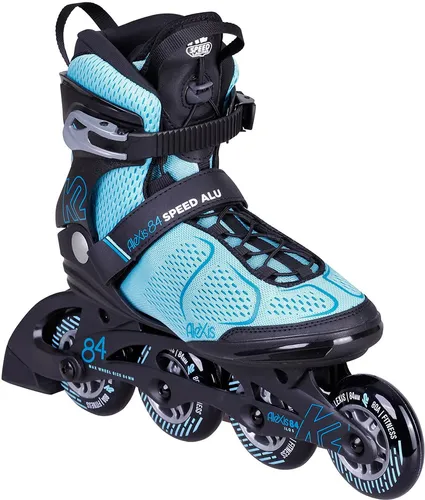 K2 Skates Damen Inline Skates Alexis 84 Speed ALU - Komfortabler Softboot in Türkis und Schwarz - Inliner mit K2 Original-SoftBoot-Technologie für höchsten Komfort und Stabilität. Ideal für Fitness und Freizeit, ausgestattet mit schnellem Speed Lacing System und Aluminium Schiene für optimale Kraftübertragung.