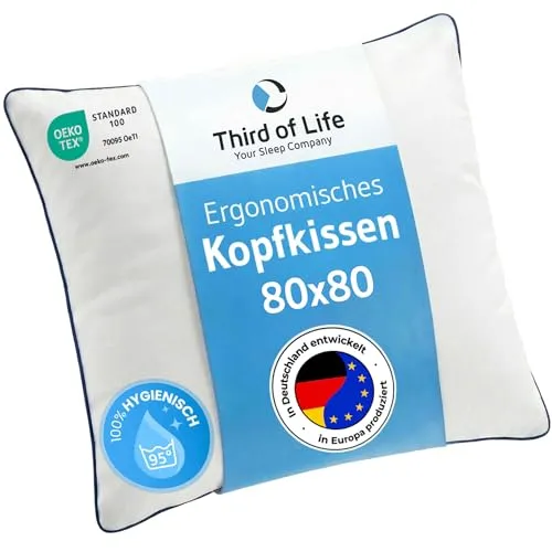 inSPIRO Kopfkissen 80x80 - Ergonomischer Testsieger 2025 - Ergonomisches Kissen für alle Schlafpositionen, ausgezeichnet mit dem Innovationspreis Ergonomie 2025. Optimaler Nackenstütze und hervorragende Wärmeleistung für erholsamen Schlaf.