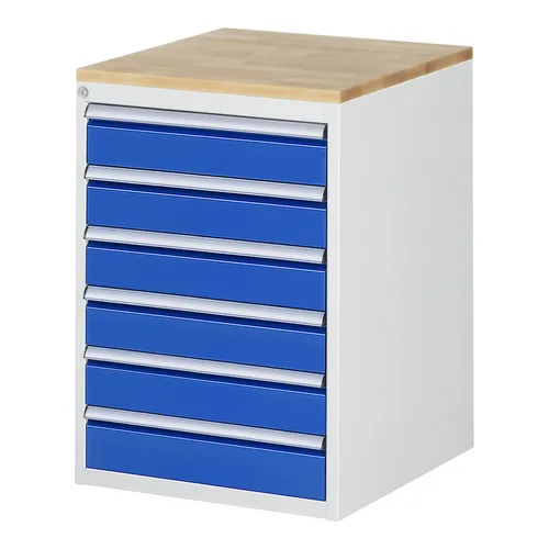 Rau Schubladenschrank Buche-Top mit 6 Schubladen - Hängeregistratur- & Schubladenschrank mit stabiler Buche-Massiv-Arbeitsplatte, 100 kg Tragkraft pro Schublade und hochwertiger Pulverbeschichtung – ideal für langlebige und robuste Aufbewahrungslösungen.