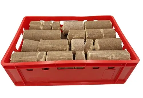 Pollmeier Buchenholzbriketts Bruch + E2 Fleischkiste 30kg - Brennstoffe: Umweltschonende Buche Holzbriketts mit hohem Brennwert, ideal für effizientes Heizen und inklusive praktischer Fleischkiste für Grillfreunde.
