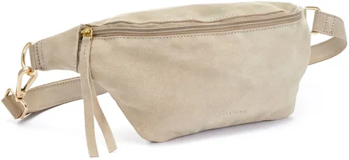 Elbsand Bauchtasche Umhängetasche aus Leder – stilvolle Crossbody Bag in Sand - Gürteltaschen aus hochwertigem Veloursleder, vielseitig als Brust- oder Schultertasche nutzbar – ideal für modebewusste Trendsetter.