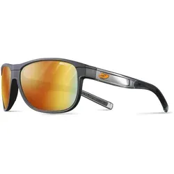 JULBO Unisex Renegade M Sunglasses - Schwarz/Grau Durchscheinend Glänzend - Sportbrillen mit gewölbter Frontpartie und Grip-Tech Bügeln für optimalen Halt und Tragekomfort bei sportlichen Aktivitäten.
