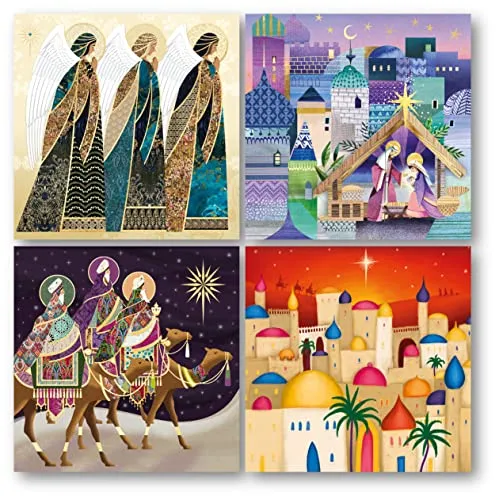 Museums & Galleries Weihnachtskarten für Wohltätigkeitsorganisationen – Following The Star Religiöse Designs – umweltfreundlich und recycelbar – Packung mit 20 Karten