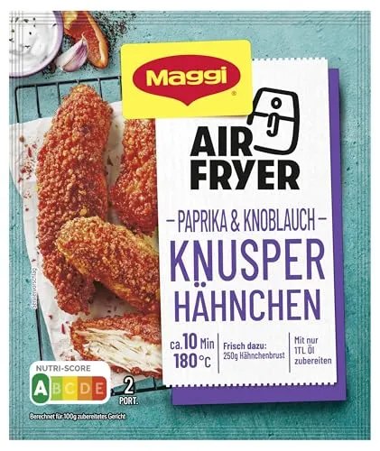MAGGI Airfryer Knusper Hähnchen - Paprika & Knoblauch, 1er Pack - Fixprodukt für die Heißluftfritteuse, einfache Zubereitung für knusprige Hähnchen-Nuggets mit Paprika & Knoblauch Geschmack – Gelingsicher in nur 10 Minuten!