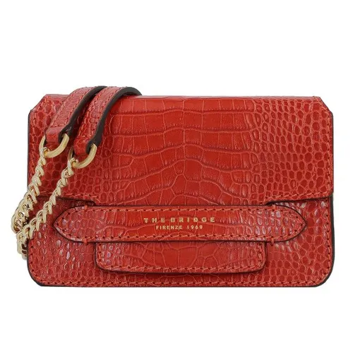 The Bridge Lucrezia Wow Schultertasche rot 04121422-L1 - Handtaschen aus geprägtem Rindsleder, stilvoll und einzigartig im Design, perfekt für jeden Anlass.