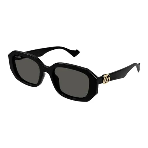 Gucci GG1535S Unisex-Sonnenbrille - Moderne Vollrand-Sonnenbrille aus schwarzem Acetat Spritzguss, ideal für stilbewusste Träger. Perfekt für jede Gelegenheit und schützt Ihre Augen mit grauen Nylon-Gläsern.