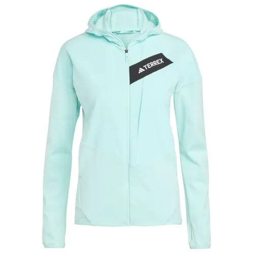 adidas Terrex Women's Terrex Techrock CW+ Wind Hooded Fleecejacke - Atmungsaktive Fleecejacke mit Climawarm-Technologie für optimale Wärme bei Wanderungen. Farbe: Grau, Größe: L; Highlights: Stretch, Daumenschlaufen, Kapuze.