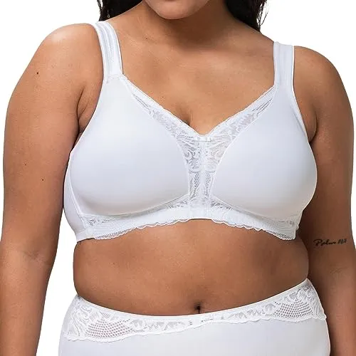 Triumph Bügelloser BH Modern Lace+Cotton - Funktionsunterwäsche mit Spitzeneinsätzen für starken Halt ohne Bügel, atmungsaktiv und angenehm weich für höchsten Tragekomfort.