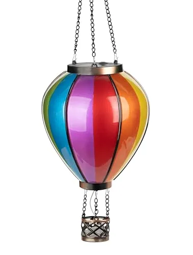 Northpoint LED Gartenleuchte Heißluftballon - Wunderschöne Solar Laterne im Regenbogen XL Design, ideal für stimmungsvolle Akzente im Garten oder Außenbereich.