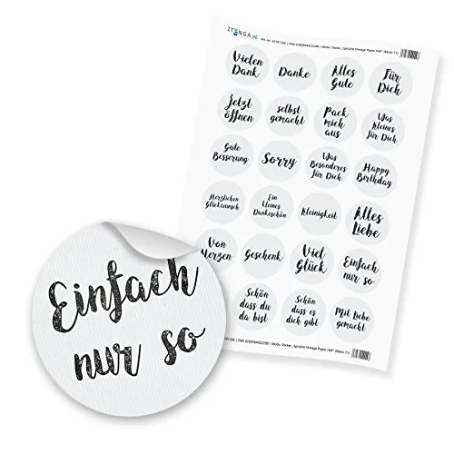 itenga Sticker Aufkleber Etikett „Sprüche Vintage Papier Hell“ unlackiert (Motiv 71) 24 x