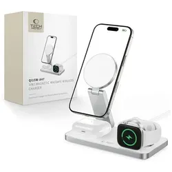 Tech-Protect QI15W-A47 MagSafe 3in1 Inductive Charger - Wireless Charger mit 15 W Leistung, ideal für gleichzeitiges Laden von Smartphone, AirPods und Apple Watch, inklusive USB-C Kabel.