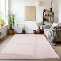 Teppich SKY 5400 ROSE, 200 x 290 cm - Waschbarer Teppich für das Wohnzimmer, flauschiger Kurzflor in Felloptik, langlebig, rutschfest und pflegeleicht. Ideal für gemütliche Atmosphäre und einfache Reinigung.
