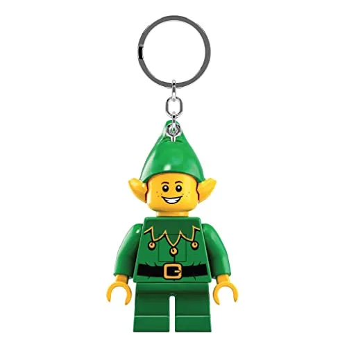 LEGO Iconic Elf Schlüsselanhänger LED-Taschenlampe Spielzeuge Geschenke für Kinder - 76 mm große Figur (KE181) - 2 CR2025 Batterien enthalten