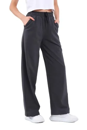 COMEOR Jogginghose Damen - Sporthose Lang Baumwolle Traininghose Lockere Sweatpants mit elastischem Bund und geradem Bein (Dunkelgrau 2XL)
