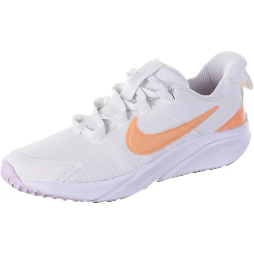 Nike STAR RUNNER 4 NN PS Laufschuhe Kinder - Schuhe in summit white-black-apricot agate, Größe 35; elastische Schnürsenkel und atmungsaktives Mesh für optimalen Komfort und einfaches Hineinschlüpfen.