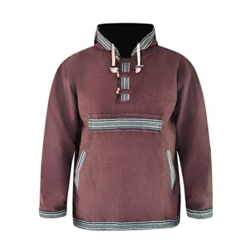 virblatt Herren Hoodie - 100% Baumwolle Baja Kapuzenpullover in Braun - Stylischer Baja Hoodie aus 100% Baumwolle, ideal für Outdoor-Aktivitäten. Mit großer Kapuze und praktischen Taschen bietet er Komfort und Funktionalität für deinen Alltag.