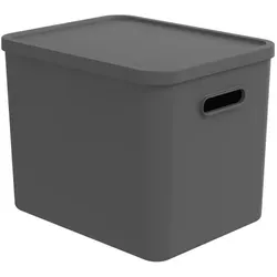 Rotho C4 ALBULA Aufbewahrungsbox 27 l, anthrazit - Aufbewahrungsboxen mit modernem Design, stapelbar und aus recyceltem Kunststoff – ideal für C4-Papier und umweltbewusstes Lagern.