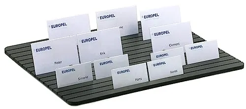 EUROPEL Aufstell-Verteilerplatte mit 15 Slots - Ausweishalter mit 15 Slots für bis zu 75 Visitenkarten, robust aus PVC, ideal für Büro und Gastronomie, sorgt für Ordnung und schnellen Zugriff auf Ihre Karten.