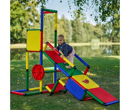 Quadro Evolution Spielturm mit Babyrutsche - Vielseitiger Kletterspaß für drinnen und draußen - Modularer Spielturm ab 6 Monaten, fördert Motorik und Kreativität. Ideal für Indoor/Outdoor, mit 2-in-1 Design für gleichzeitigen Spielspaß!