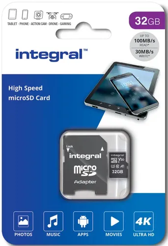 INTEGRAL Micro SDXC-Card 32GB Classe 10 UHS-I V30 A1 R180 MB/s