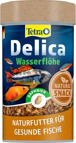 Tetra Delica Daphnia Naturfutter - 100% sonnengetrocknete Wasserflöhe, natürliche Snacks für Zierfische, 100 ml Dose