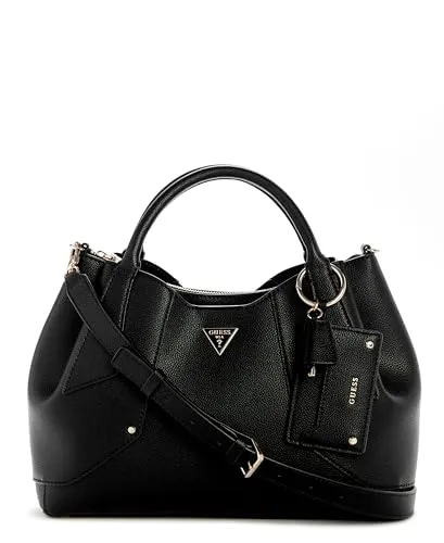 GUESS Darcy Girlfriend Satchel Handtasche Schwarz - Stylische Handtasche für Damen in elegantem Schwarz. Verstellbare Träger und praktische Reißverschlussöffnung machen sie zum idealen Begleiter für die Freizeit.