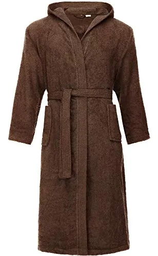 Ladeheid Herren Frottee Bademantel LA40-192 (Brown-20, S) - Klassischer Herren Bademantel aus 100% Baumwolle, ideal zum Entspannen. Mit zwei Taschen, großer Kapuze und hochwertigem, weichem Frottee für optimalen Komfort.