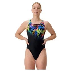 Speedo Women's Placement Printed Powerback Badeanzug Gr 42 - Schwarz - Bademode für Schwimmtraining, bequemer Schnitt, Stretch-Material für optimale Bewegungsfreiheit; nachhaltig aus 53% recyceltem Polyester; jetzt entdecken!