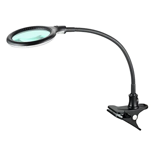 Lumeno Lupenlampe 680X LED Klemmleuchte - Lupenleuchten mit 30 SMD-LEDs, 6 Watt, Kaltweiß und klarem Sichtfeld dank 100 mm Echtglaslupe für präzise Detailarbeit.