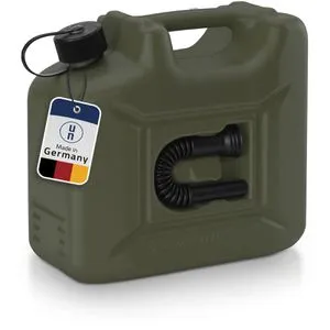 Hünersdorff Benzinkanister Profi 801000, 10 Liter, mit Auslaufrohr - 10-Liter Kraftstoffkanister aus bruchsicherem Kunststoff mit UN-Zulassung, ideal für sicheren Transport von Benzin und Diesel. Inklusive Auslaufrohr und kindersicherem Verschluss, platzsparend stapelbar.