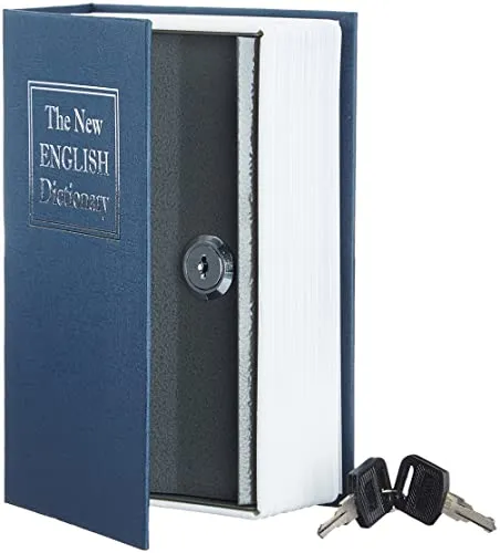 Amazon Basics Buch-Safe, Schloss mit Schlüssel (klein) - Mittel, Blau