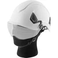STAHLWERK SVH-100 ST Schutzhelm mit Visier - Schutzhelm für Agrar- und Baugewerbe, bietet zuverlässigen Kopf- und Augenschutz nach EN397 und EN166, inklusive kratzfester Schutzbrille und hohem Tragekomfort durch verstellbaren Kinnriemen.
