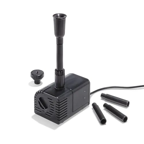 esotec Gartenpumpe Teichpumpe Siena 900/1500 mit Sprinklerset - Hochwertige Wasserpumpe für Gartenteiche, energieeffizient mit LED-Anschluss für stimmungsvolle Beleuchtung und einstellbarer Förderleistung bis 1500 l/h.