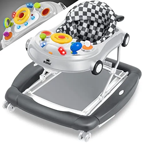 KIDIZ® 4in1 Lauflernhilfe Babywalker - Lauflernwagen mit Schaukelfunktion, Licht, Musik und Spielecenter - ideal für die ersten Schritte und vielseitig einsetzbar als Esstisch oder Schaukelstuhl.