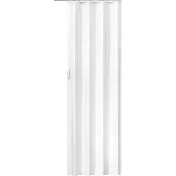 tectake Zimmertür Falttür - Doppelwandprofil mit Schiebegriff, 80 cm breit, 203 cm hoch, elegant in Weiß und aus robustem PVC