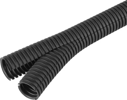 Fränkische Rohrwerke Co-flex PP 11 Wellrohr Schwarz 50 m - Wellrohr aus PP-MOD-BS, geschlitzt und verschließbar, ideal für den nachträglichen Schutz von Leitungen in Maschinen- und Elektroinstallationen.