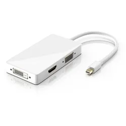 CSL Audio- & Video-Adapter Mini DisplayPort zu HDMI, DVI, VGA, 15 cm, 4k 3in1 MiniDP 1.2 Adapter, Konverter Kabel 3840x2160 UHD 2160p 4k weiß