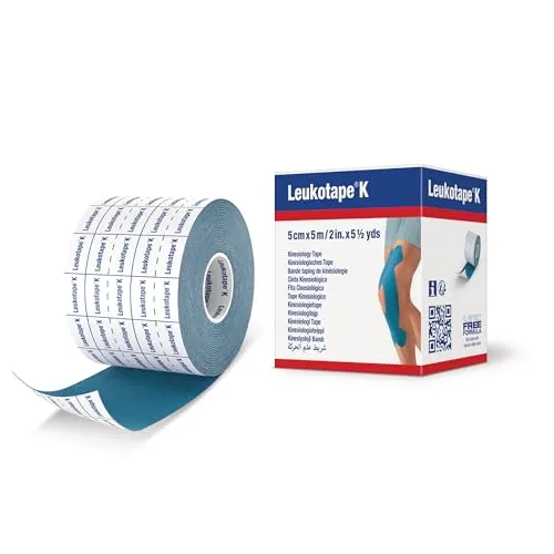 Leukotape Kinesio-Tape K, wasserfest, blau, 5m x 5cm - Latexfreies, wasserfestes Kinesio-Tape für den gesamten Körper. Atmungsaktiv und selbstklebend, sorgt für hohen Tragekomfort und Beweglichkeit im Alltag und Sport.