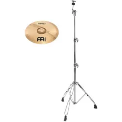 Meinl Classics Custom Brilliant 16" Medium Crash mit Beckenständer SET - Zubehör für Schlaginstrumente, 16" Medium Crash mit brillantem Finish und B10 Bronze Legierung, inklusive stabilem Beckenständer für optimalen Klang.
