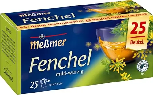 Meßmer Fenchel Tee | 25 Teebeutel | Vegan & Glutenfrei - Teesorte mit mild-süßlichem Fenchelgeschmack, perfekt für die ganze Familie. Nachhaltiger Anbau und 100% Recyclingmaterial machen diesen Tee zu einem bewussten Genuss.