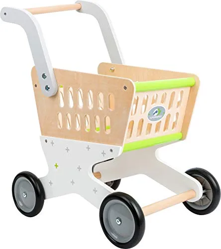 Tchibo small foot Einkaufswagen Trend - Weißer Kinder-Einkaufswagen aus Holz, ergonomischer Griff und leise gummierte Reifen für ungestörtes Spielvergnügen