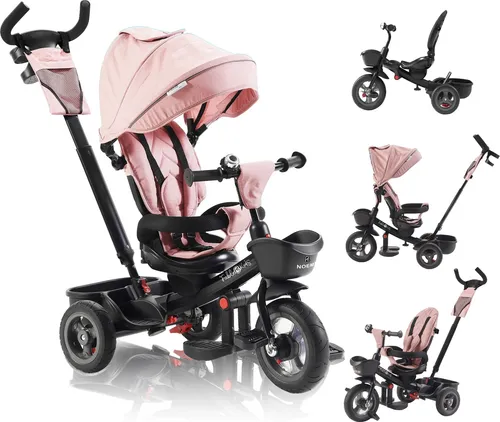 FableKids 5in1 Dreirad Noemi - Multifunktionales Dreirad für Kinder - Dreiräder mit 5-in-1 Funktion: Kinderwagen, Lauflernhilfe und mehr. Ideal für Kinder ab 18 Monaten bis 25 kg, bietet Sicherheit und Komfort mit 3-Punkt-Gurt und UV-Schutz.